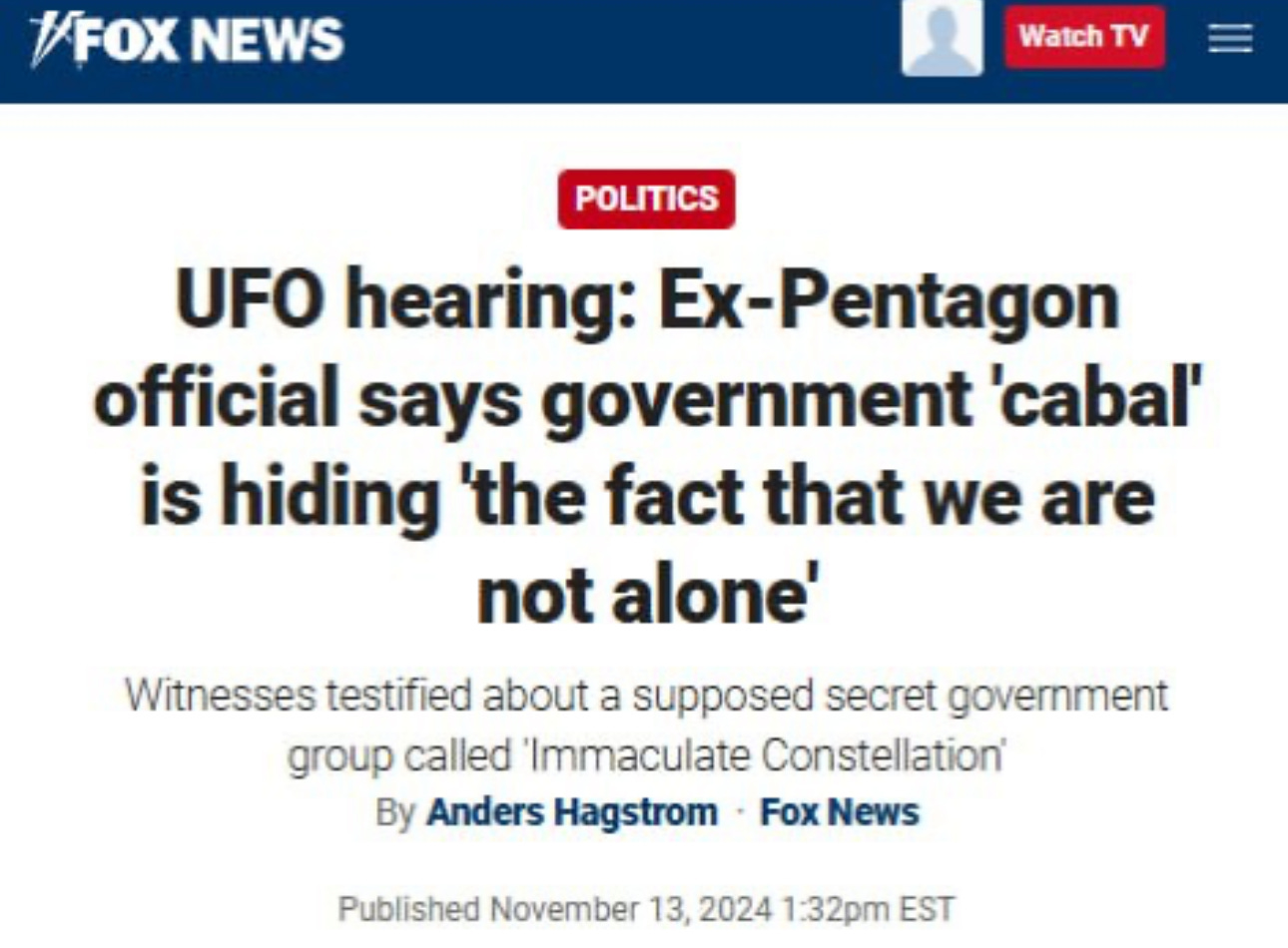 House Oversight Committee Hearing On UFOs