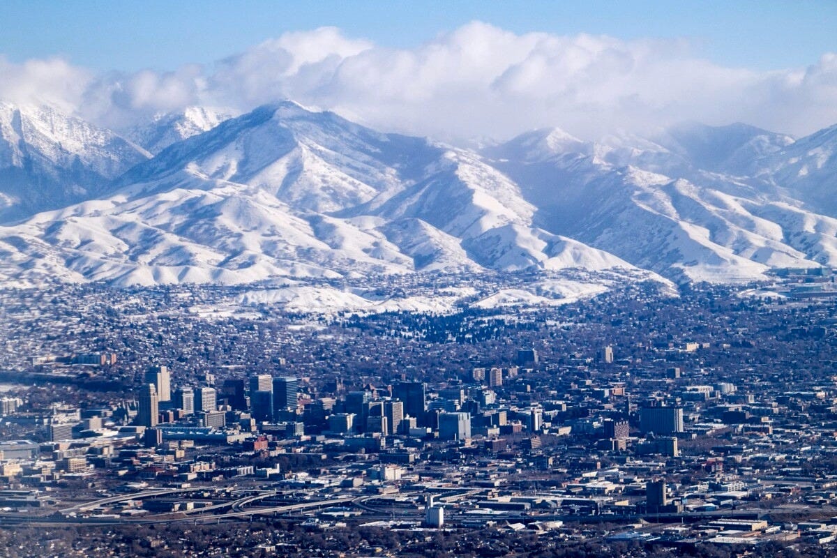 Aerial view of Salt Lake City, Utah