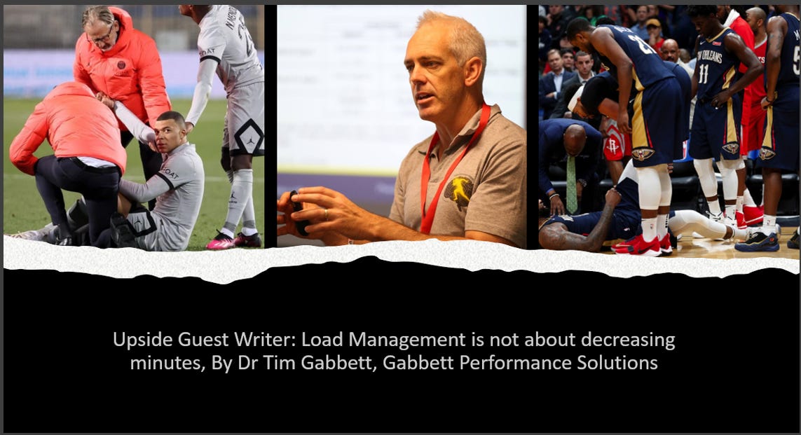 🔥Upside Guest Writer: "Load Management is Not About Decreasing Minutes", By Dr Tim Gabbett, Gabbett Solutions.