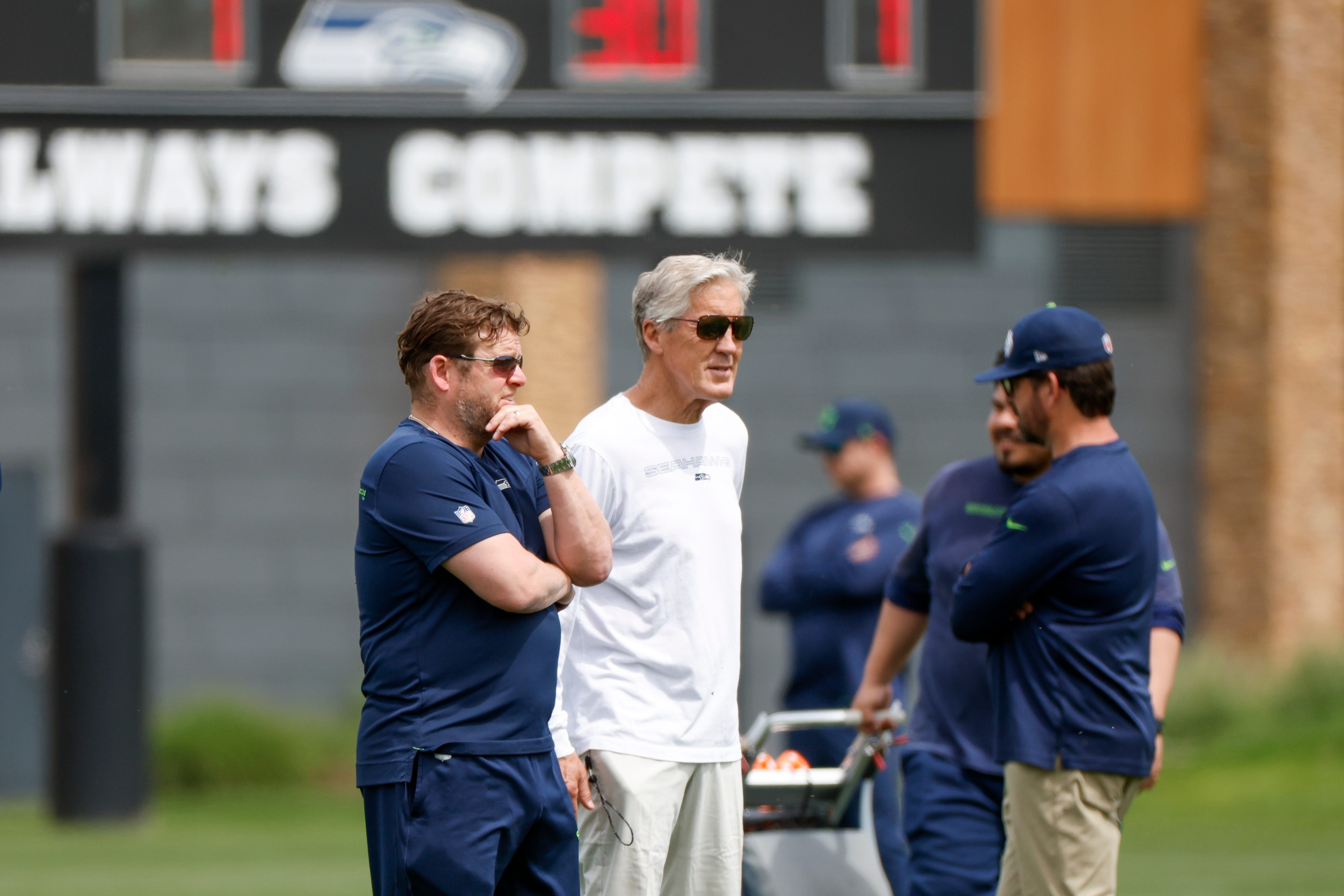 In pads for first time at camp, Seahawks get their hits in, Seahawks