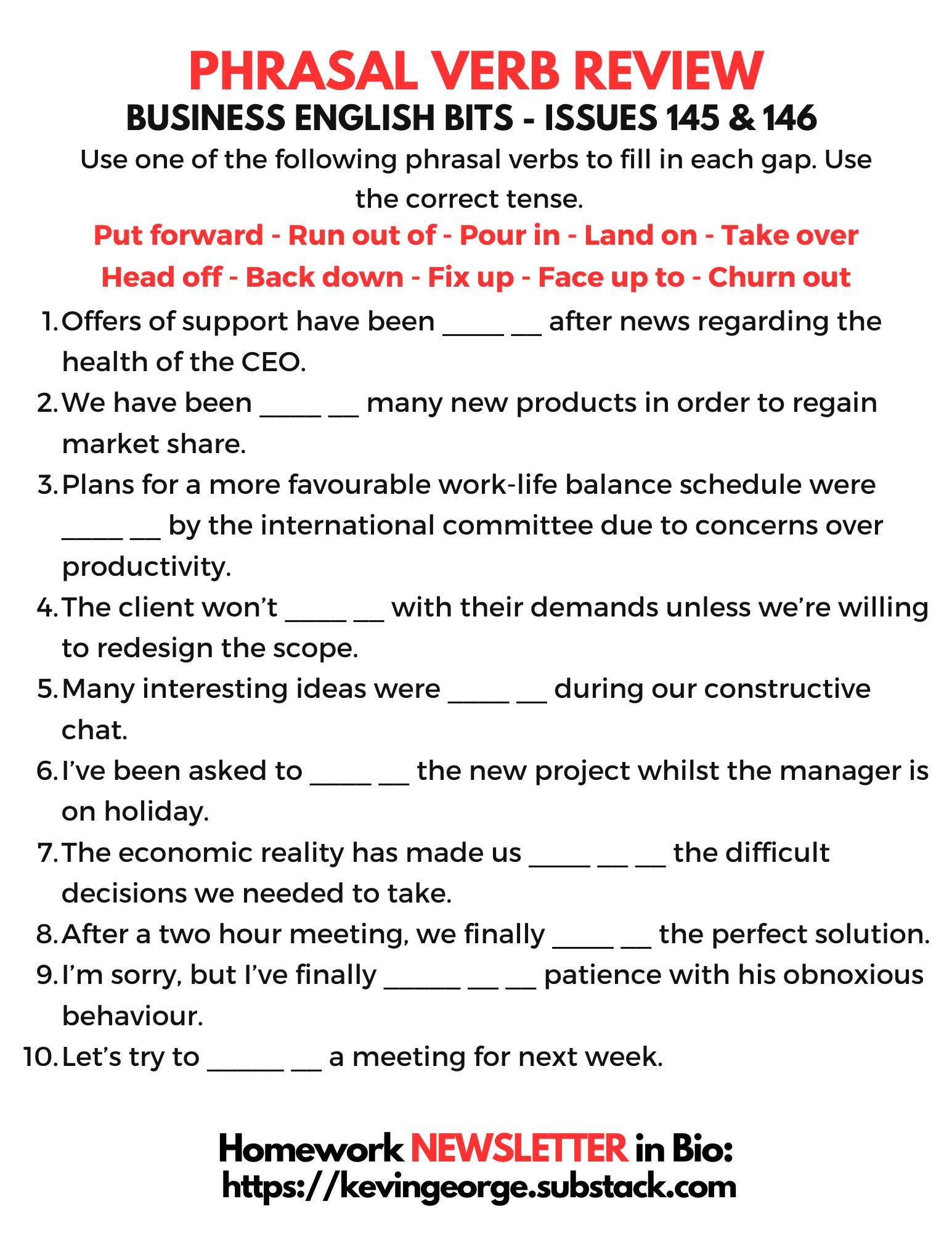 Business English Bits Phrasal Verb Review