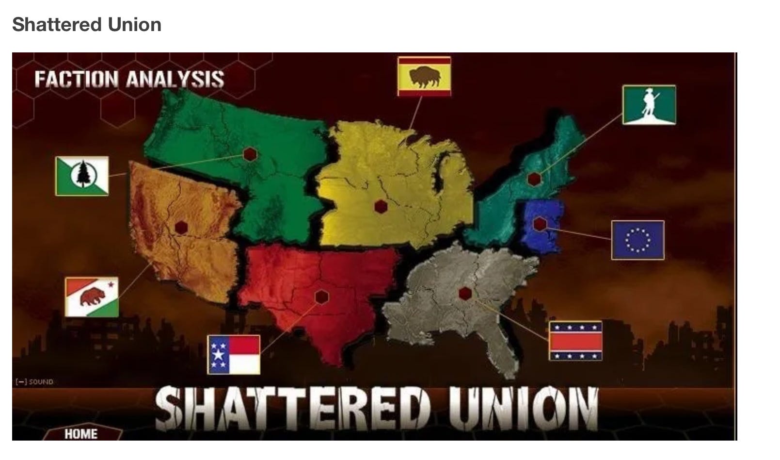 Игра страна сша. Shattered Union карта. Игры про развал Америки. Shattered Union / захват США / разбитый Союз.