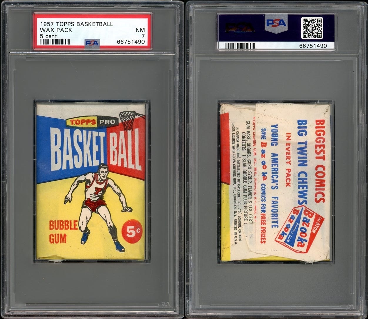 Sold at Auction: 1957 TOPPS BASEBALL FIRST SERIES CELLO PACK - PSA 7.