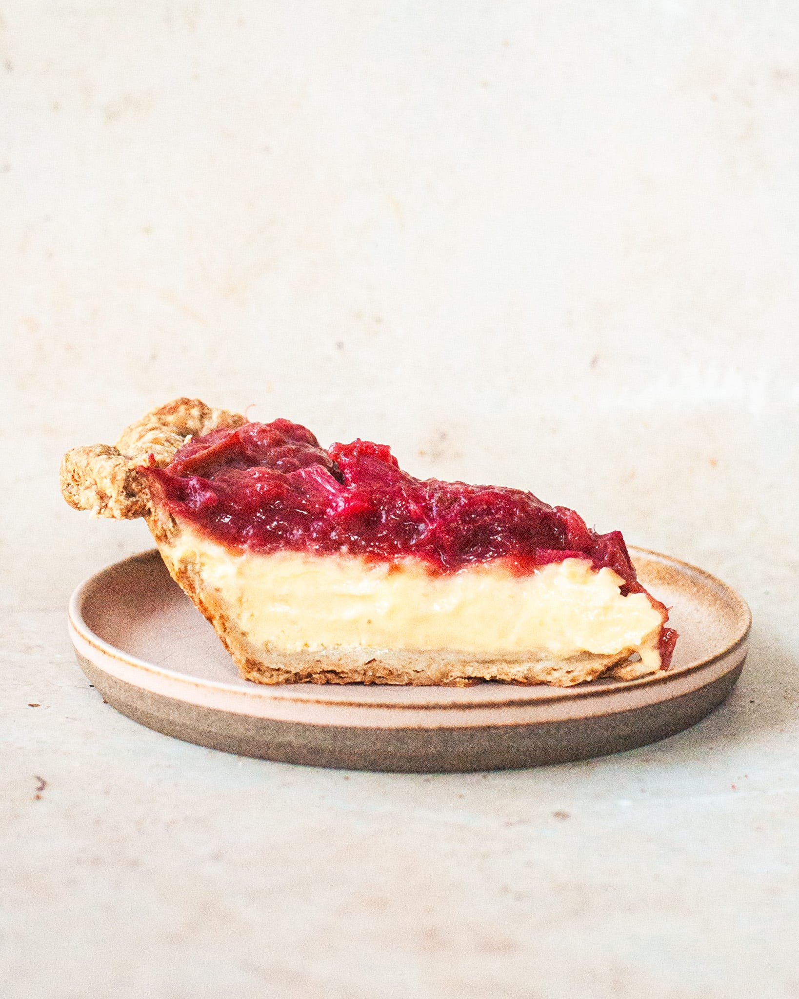 Rhubarb and Buttermilk Custard Pie - by Ruth Tam