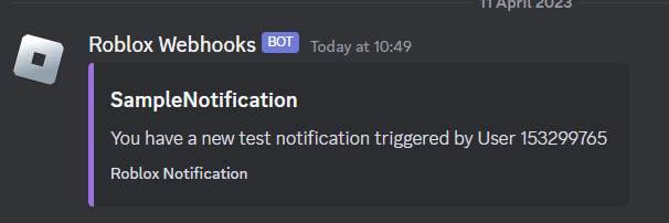 Roblox to Discord webhook examples 