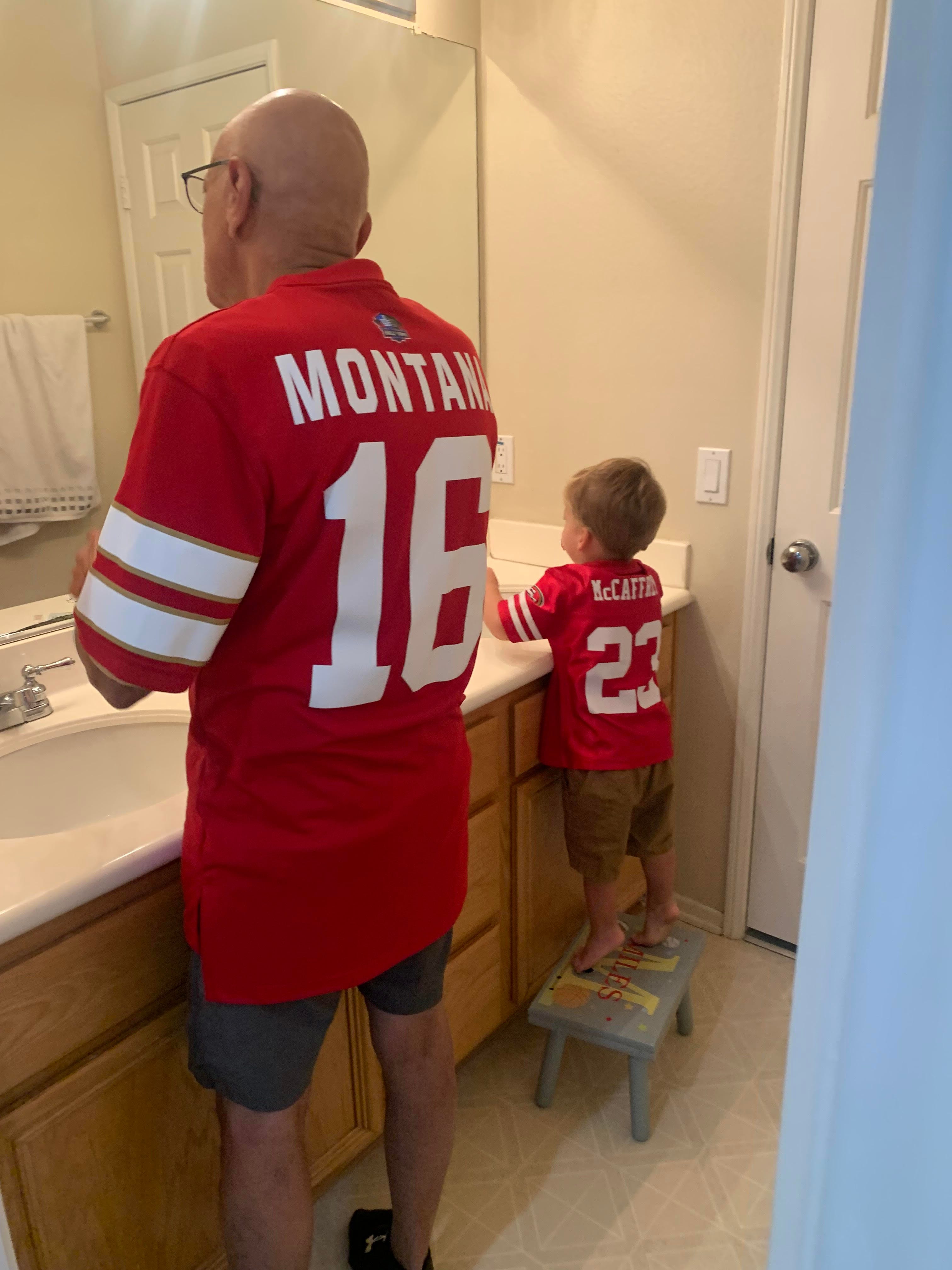 father son 49ers shirts