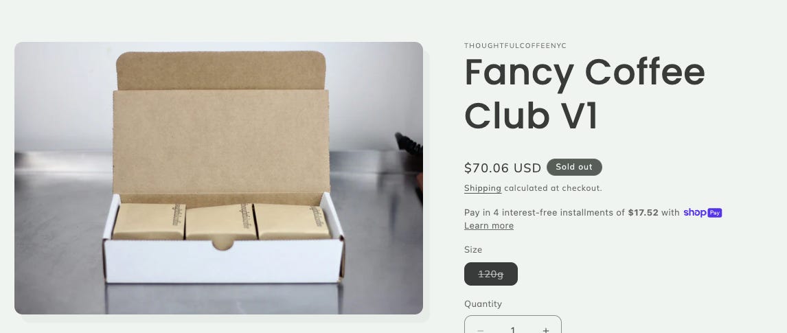 The now deprecated fancy coffee club