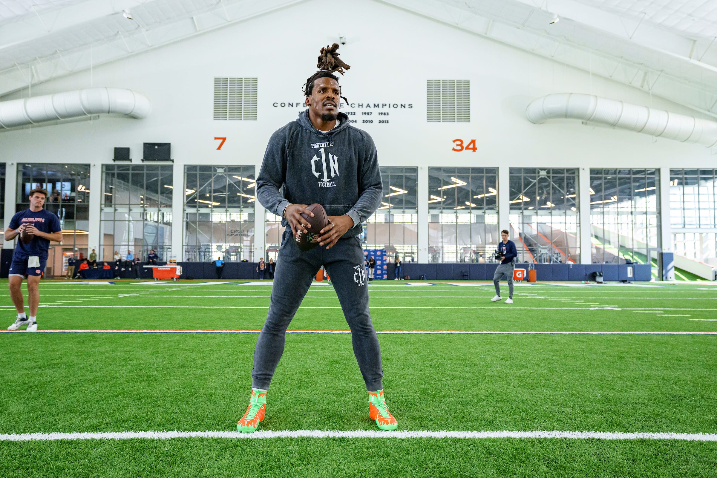 New England Patriots quarterback Cam Newton (1) takes a gatorade