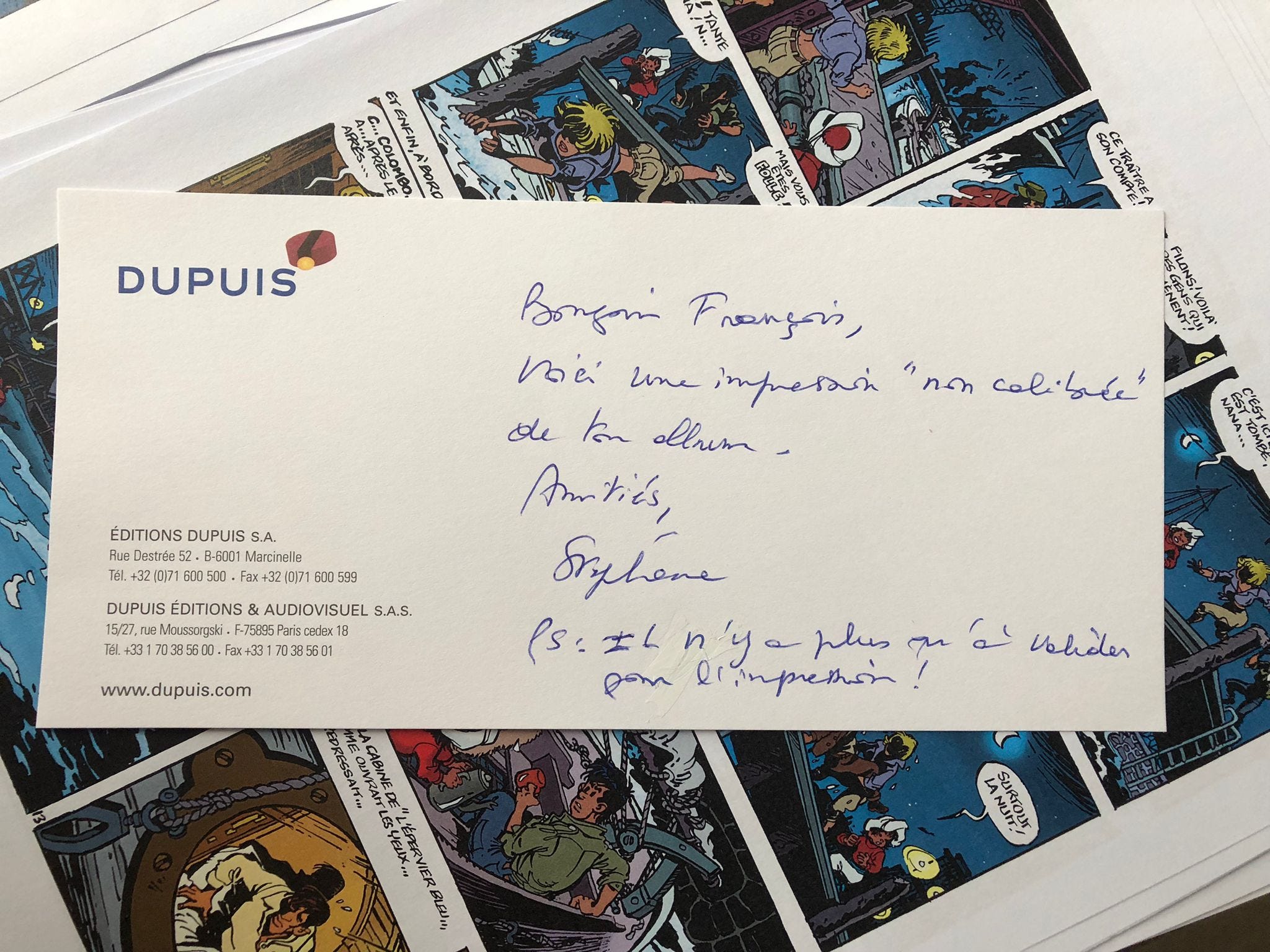 Carte Blanche Bonus n°6 Des nouvelles de Dupuis.