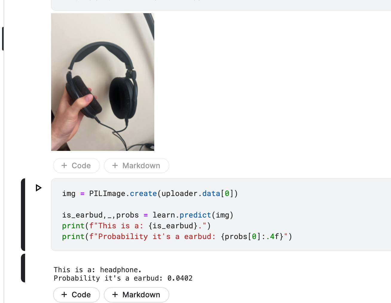 Headphones classification result