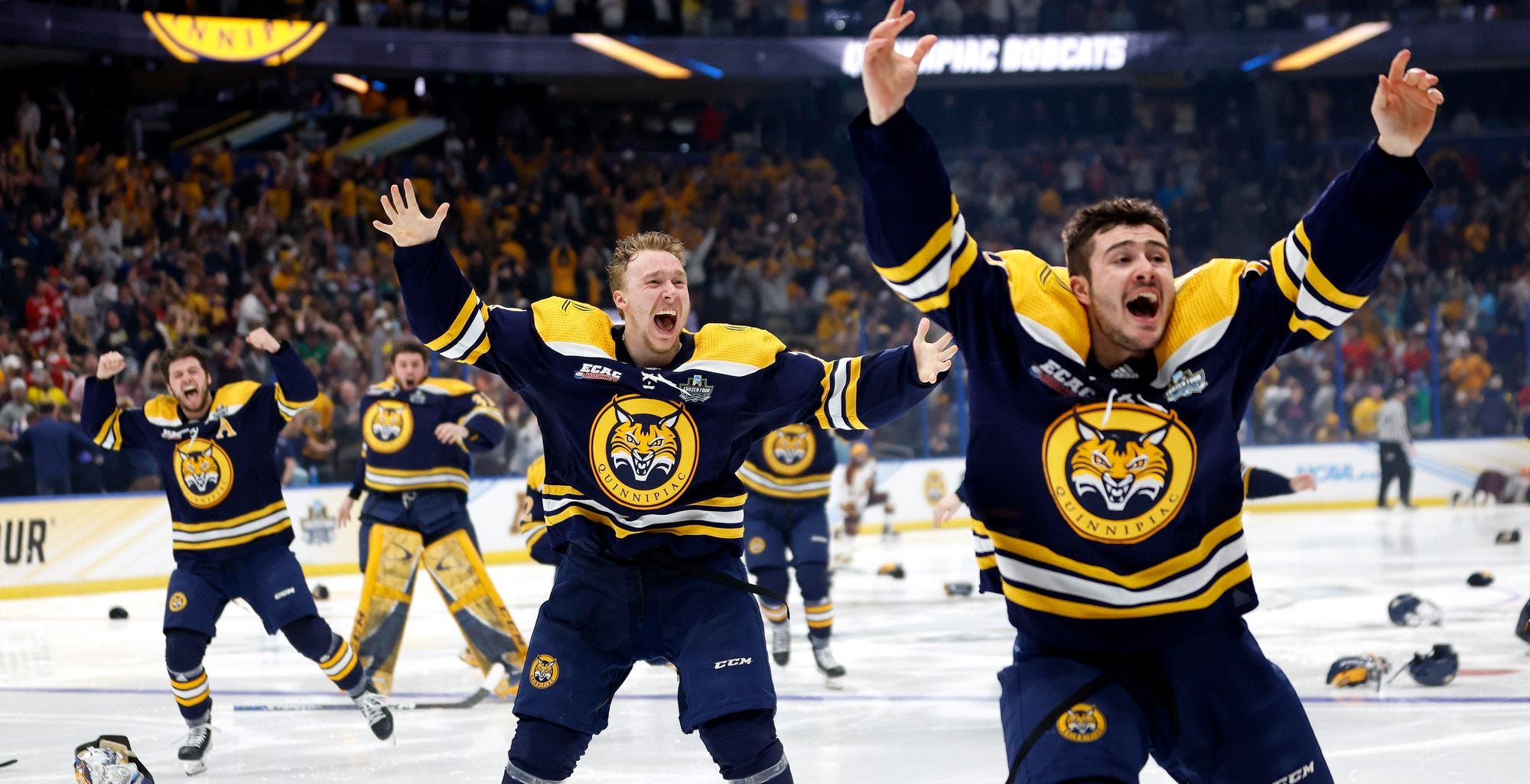 Quinnipiac's Bobcats hope to clinch the title at Frozen Four