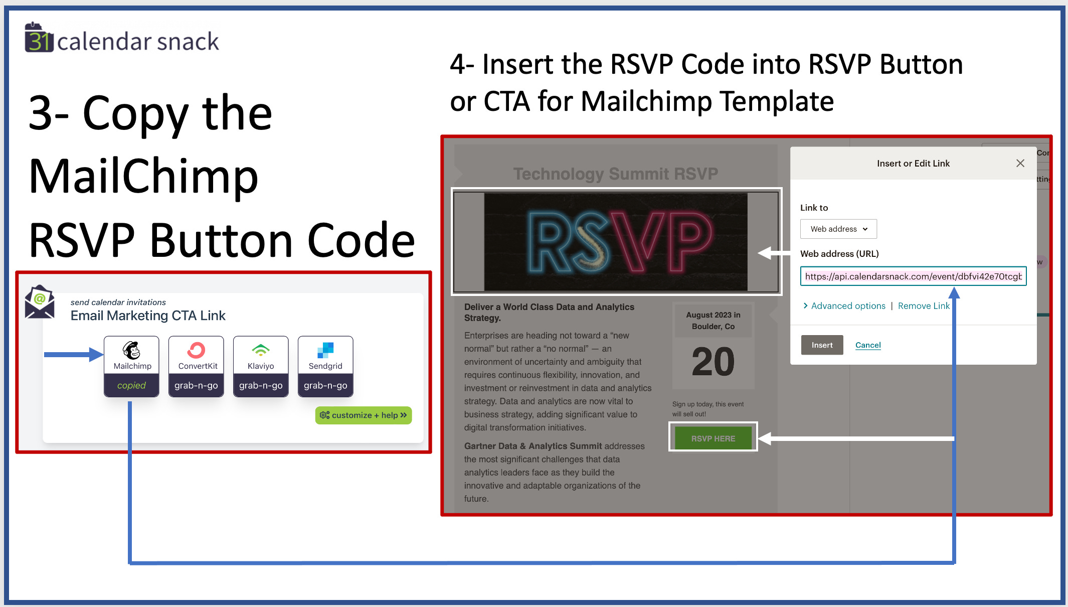 Create a MailChimp RSVP Button for sending a Calendar Invite