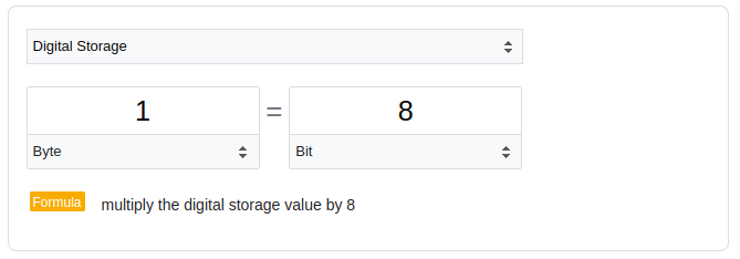 Bytes formula online