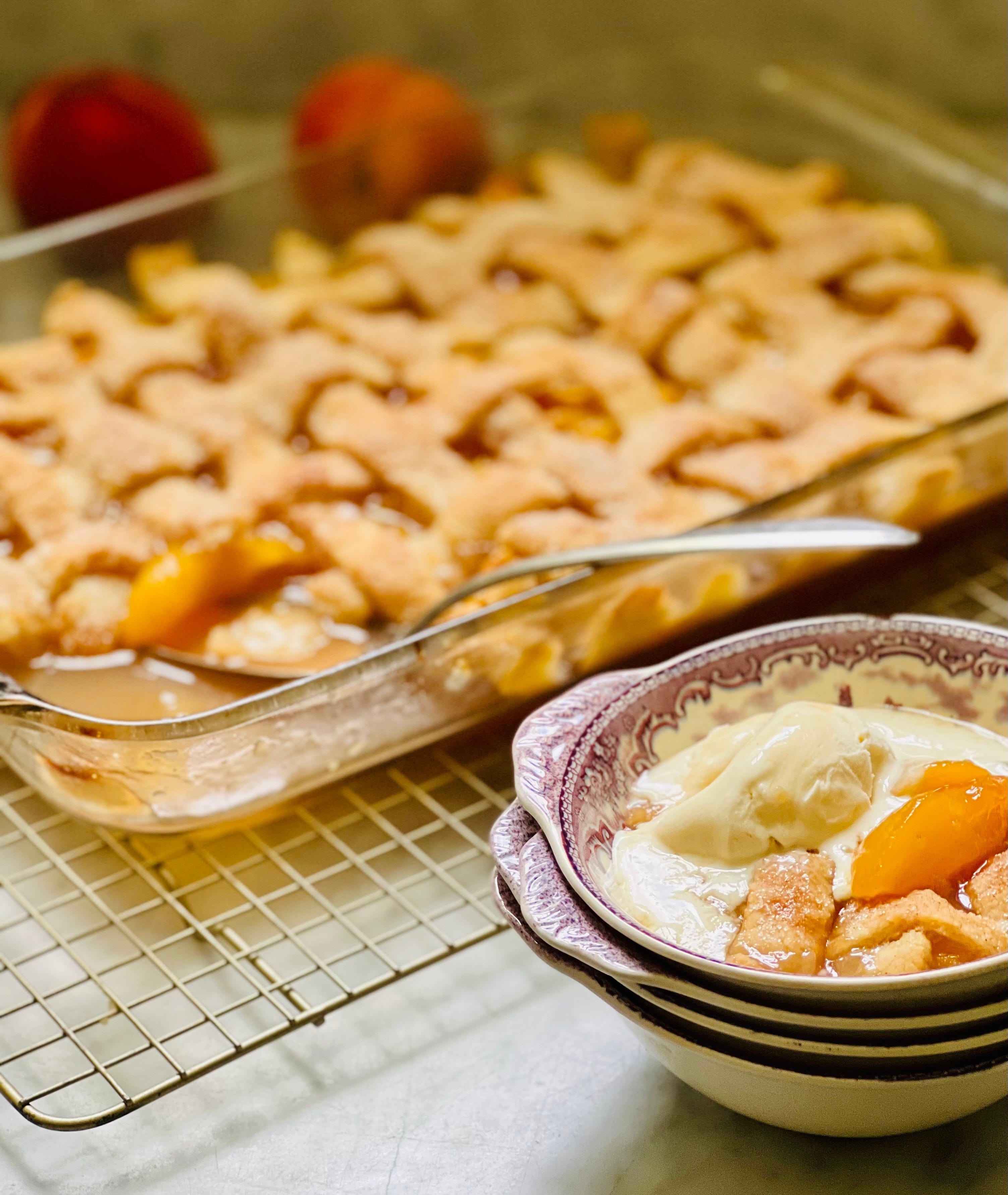 Cobbler Week! Peach Cobbler with a Lattice Crust No. 129 🍑