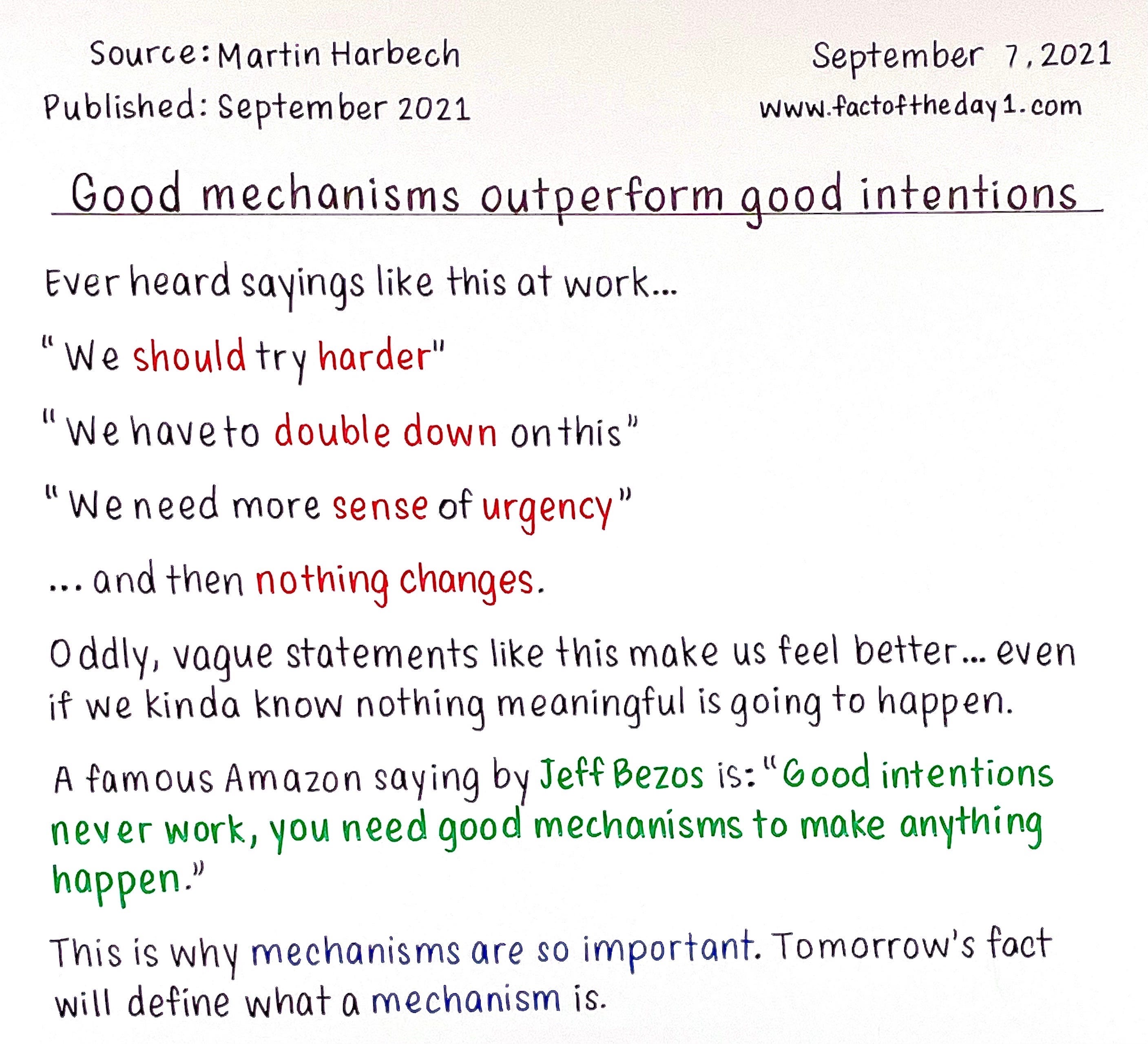 September 7 Good Mechanisms Outperform Good Intentions