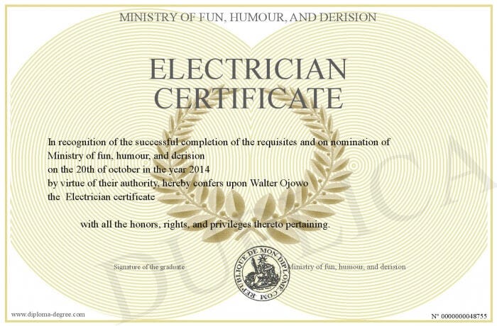 Electrician certified hotsell
