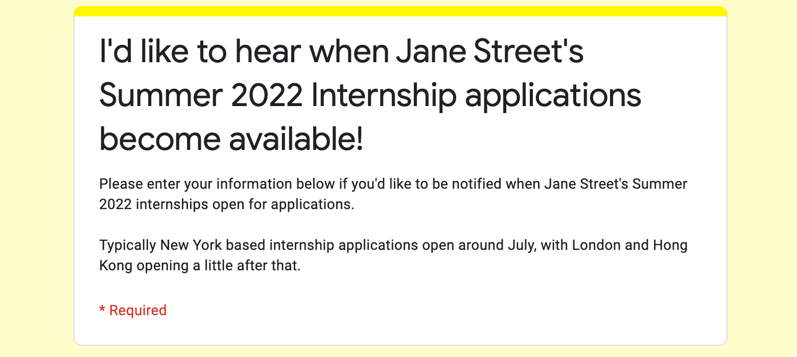 Update 1 IMC Quant Trading Internships and Jane Street Interest Forms