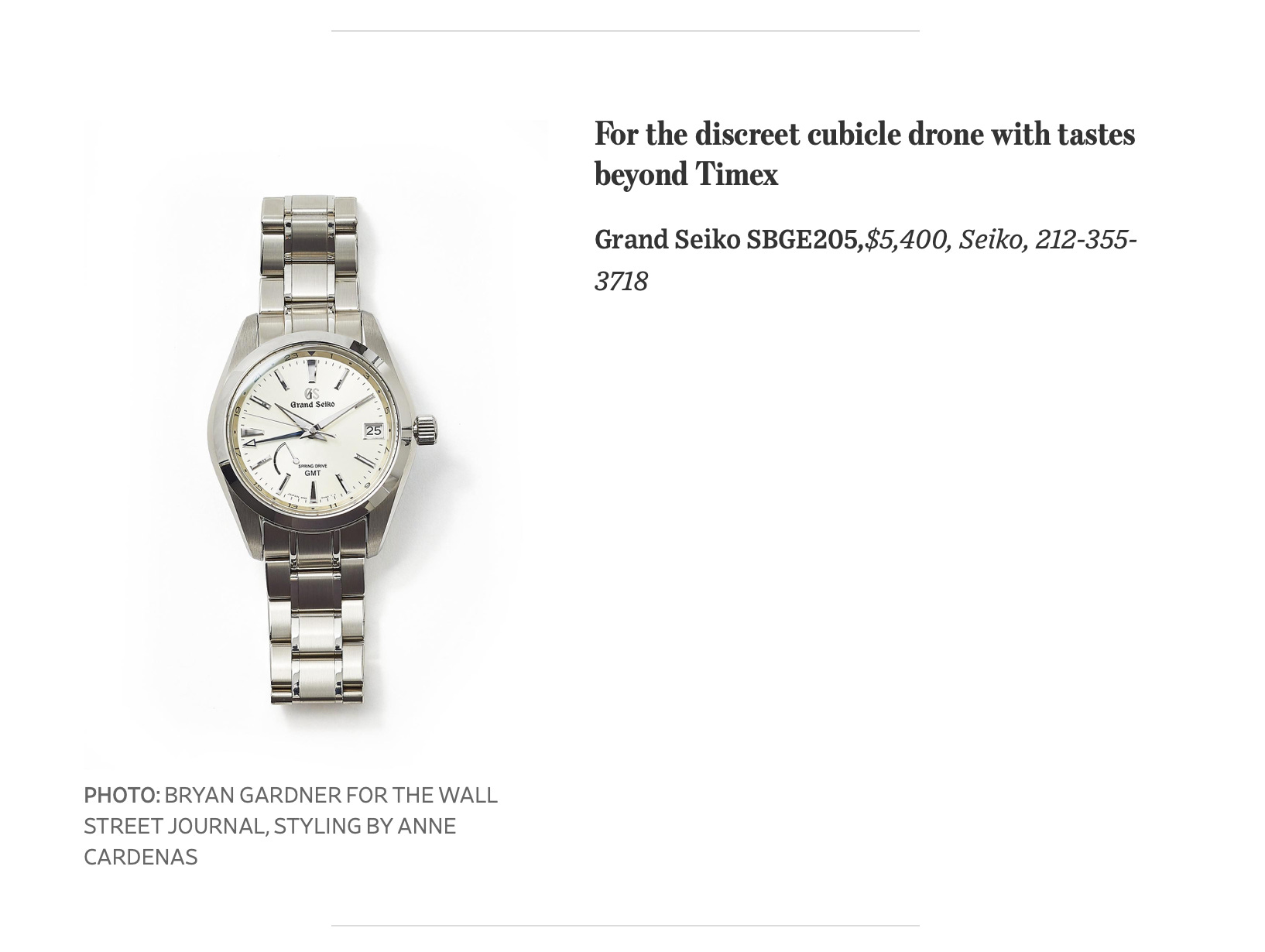 Review: A Grand Seiko Recommended by the Wall Street Journal