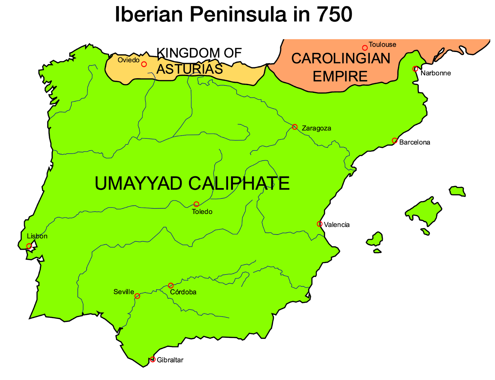 Арабское завоевание Испании карта