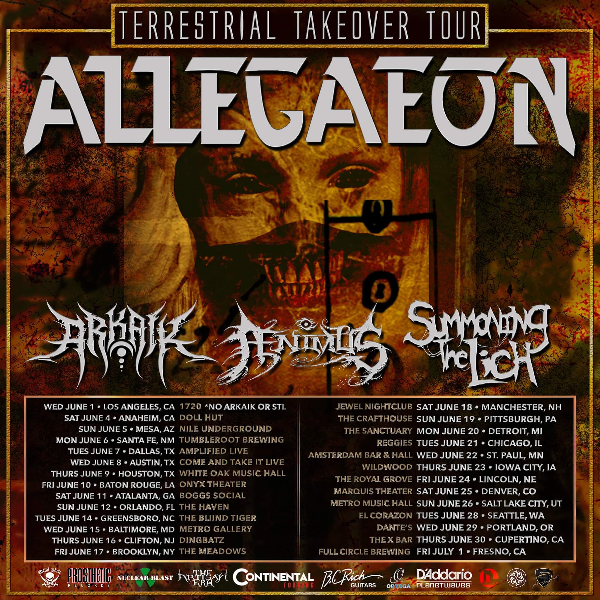 Allegaeon Announces Terrestrial Takeover Us Headlining Tour With Arkaik