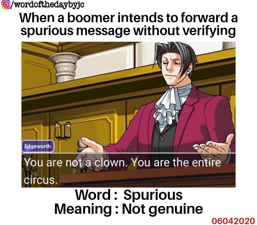 Today s word of the day Spurious by James Carnival