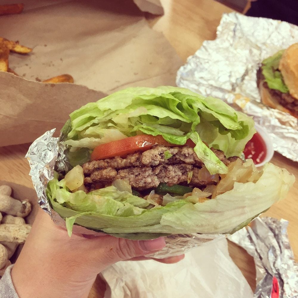 Five guys lettuce wrap sale