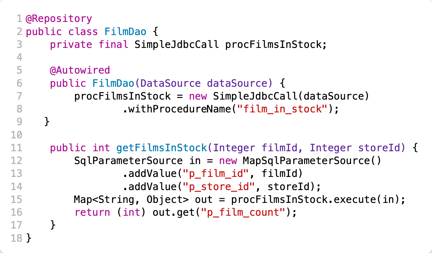 Tales from the jar side Stored procedures in Spring The secret
