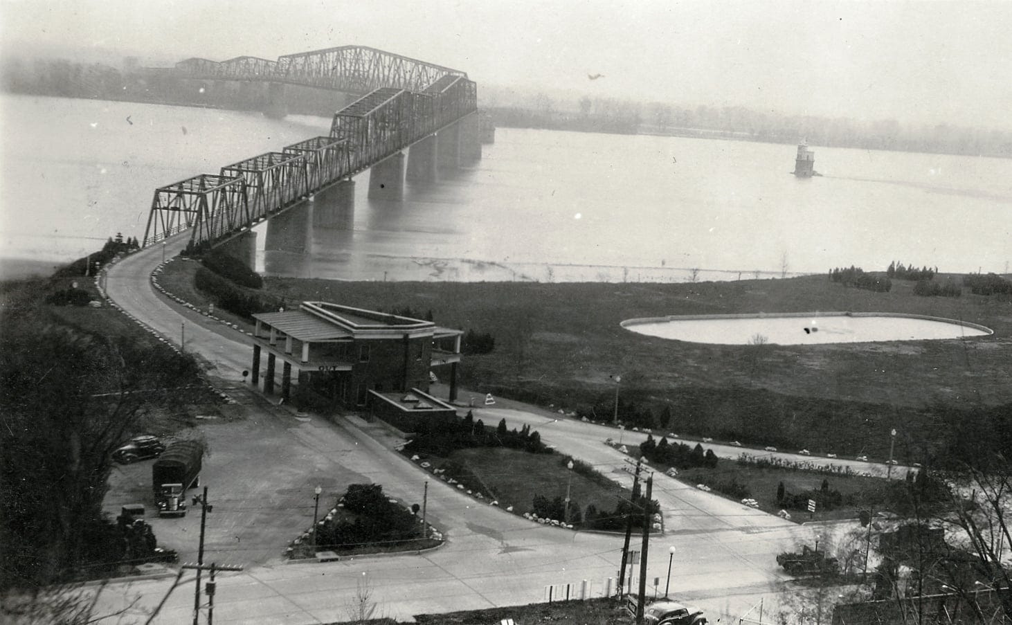 A bridge, a park, a canal Chain of Rocks by Jackie Dana