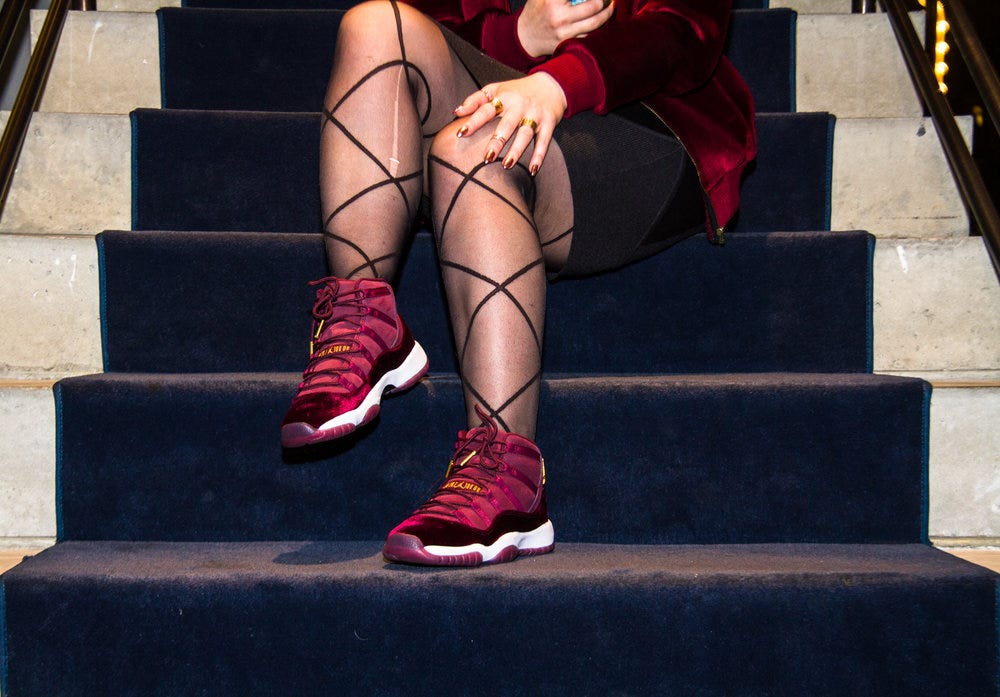 Red 11s on feet sales