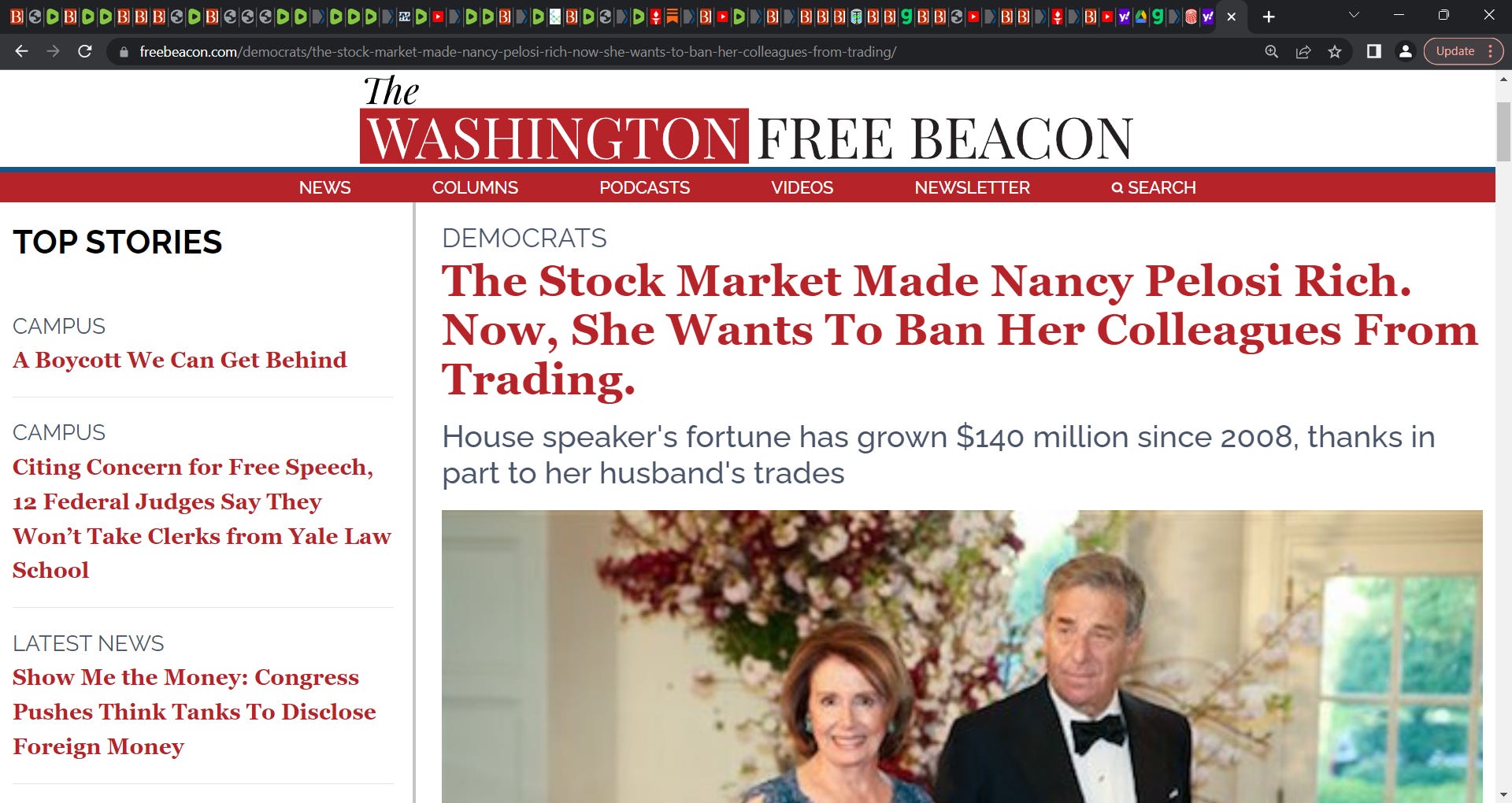 Speaker Nancy Pelosi riches grew by 140 million$ since entering