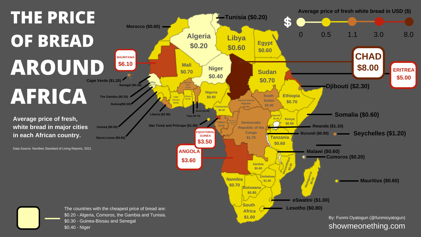What is the Price of Bread in Each African Country? (Cool Map)