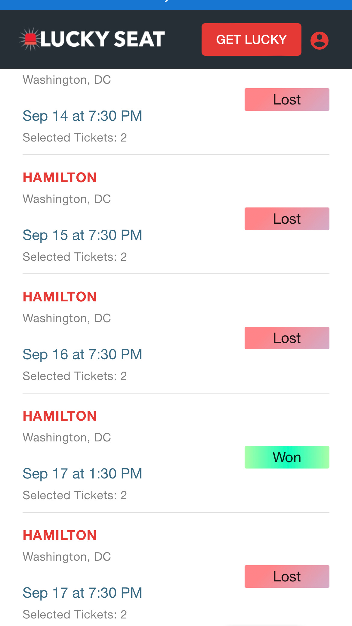 Hamilton lucky hotsell seat