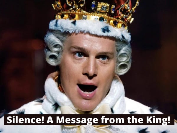 Message from the king hamilton top
