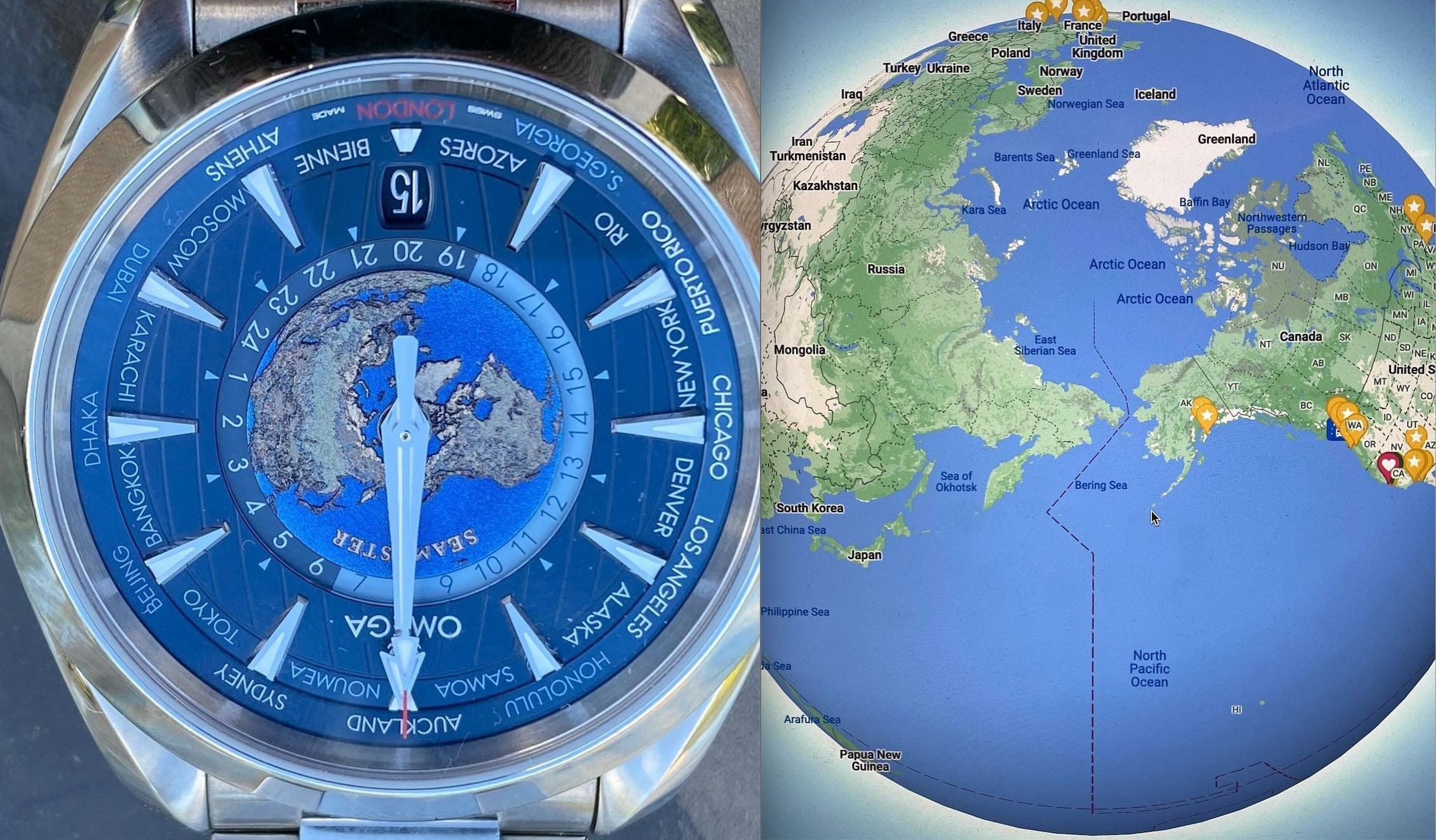 Omega seamaster outlet world map