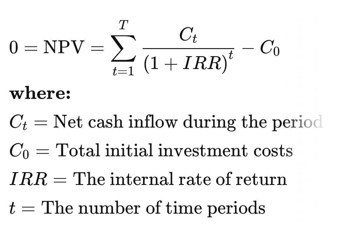 How to calculate store an irr