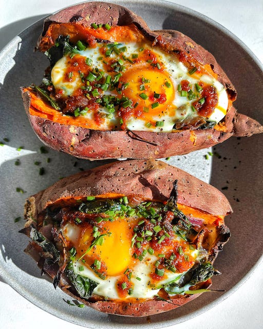 Baked Sweet Potato and Egg by Carina Wolff