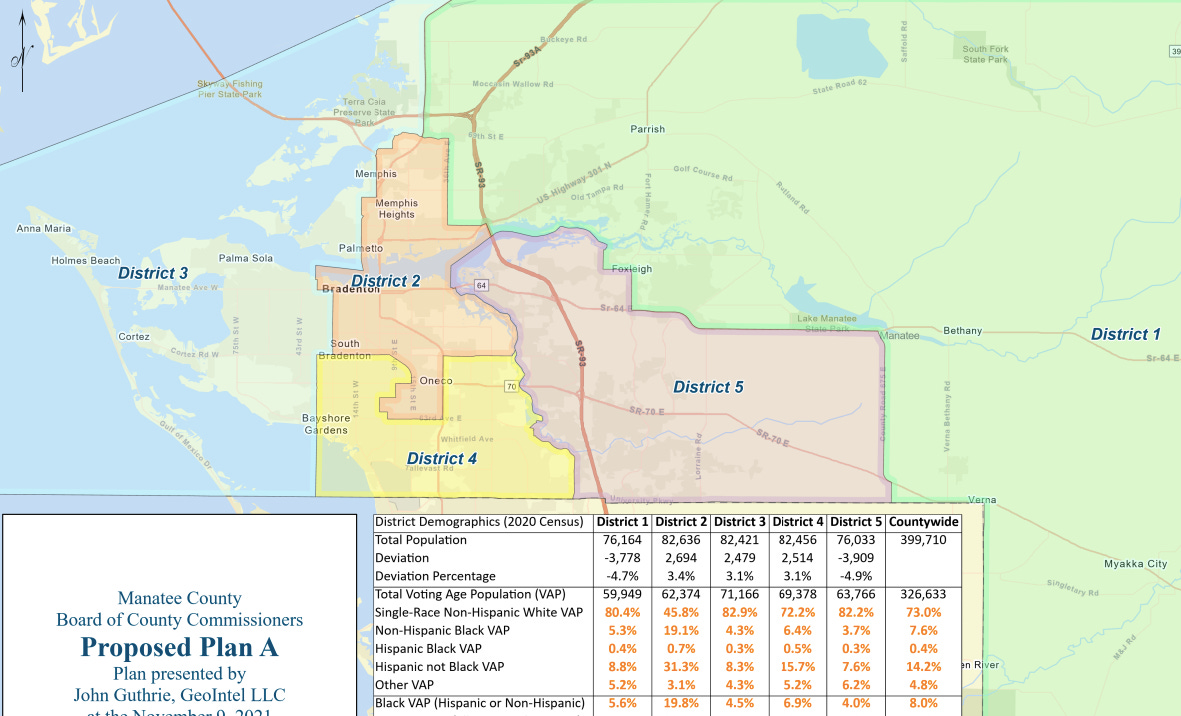 Manatee County Commission is redrawing its district boundaries. Here