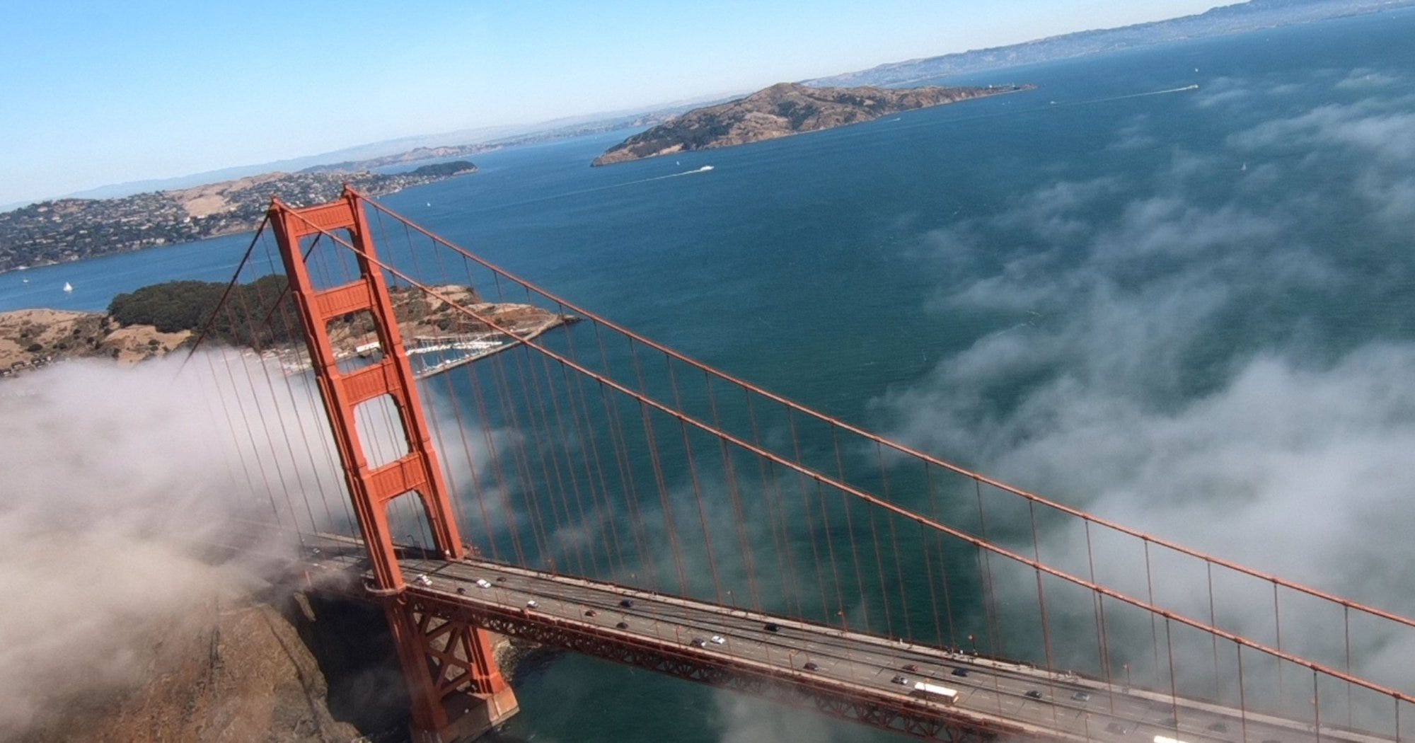 Golden gate clearance bridge drone