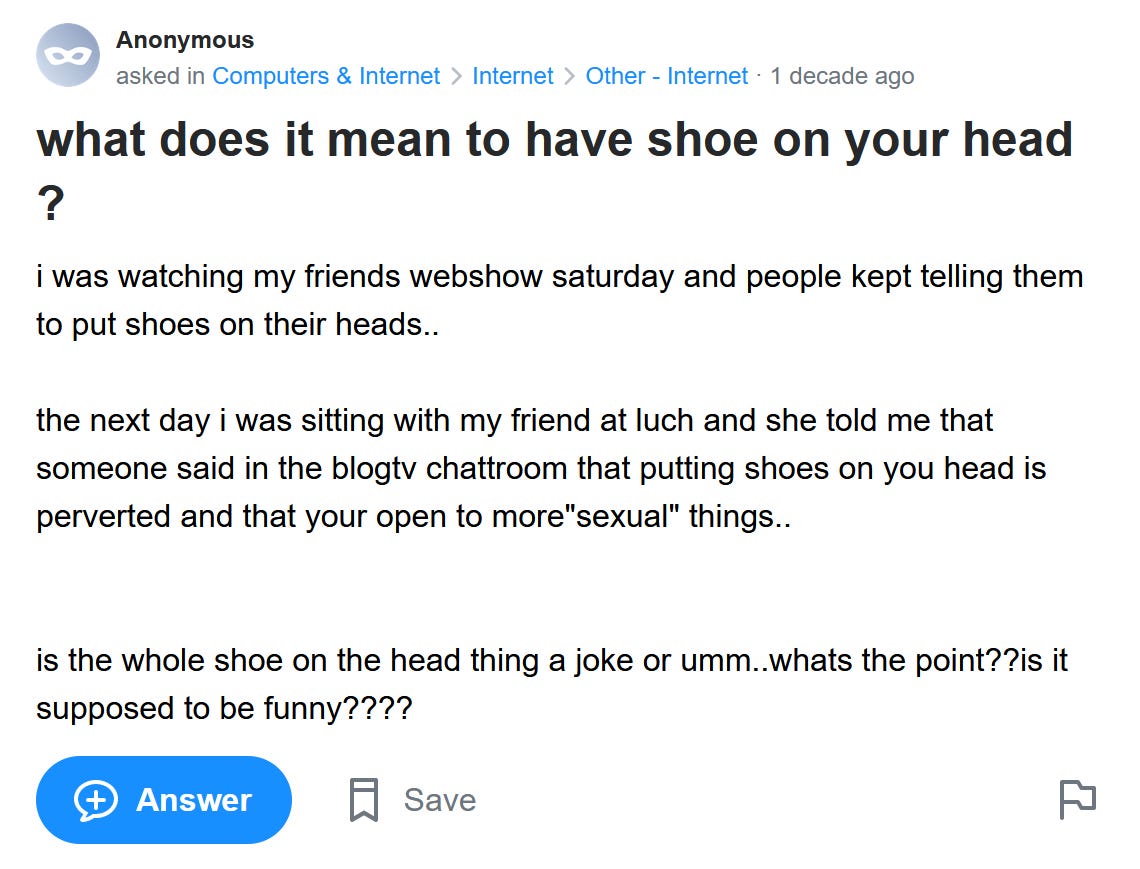 put shoe on head by Brian Feldman BNet