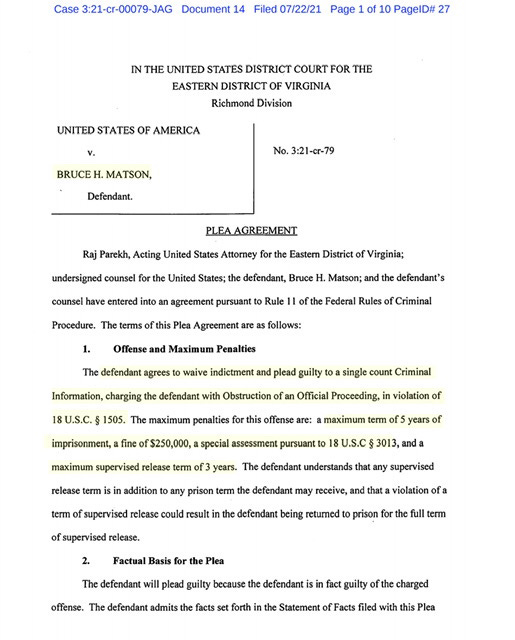 Former Attorney Bruce H. Matson Pleads Guilty to Obstructing