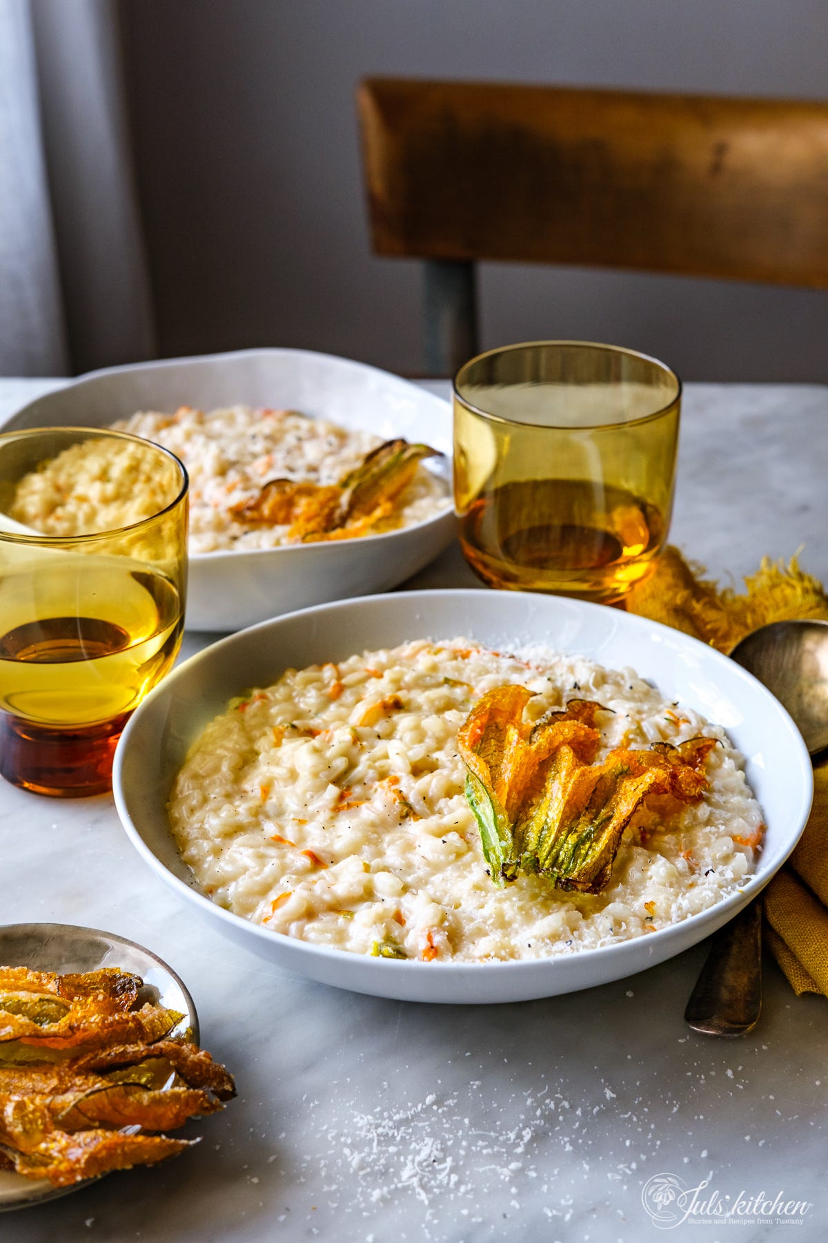 Squash blossom risotto by Giulia Scarpaleggia