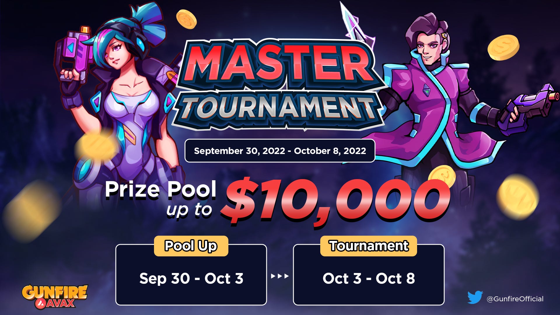 The Master Tournament exclusively for Gunfire AVAX Pool up to 10,000 USDT