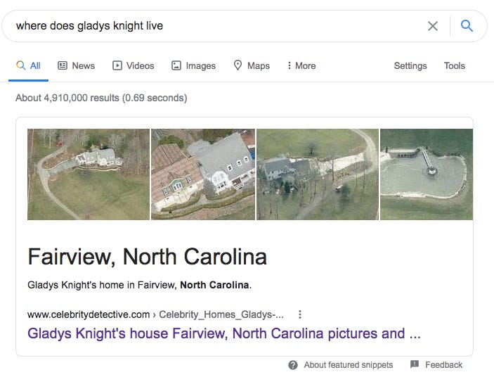 A Rabbit Hole Investigation: Does Gladys Knight live in North Carolina?