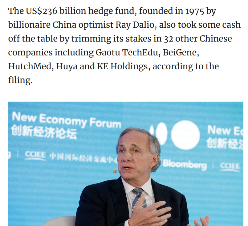 Dalio’s Bridgewater exits Alibaba, NetEase, Bilibili and Didi