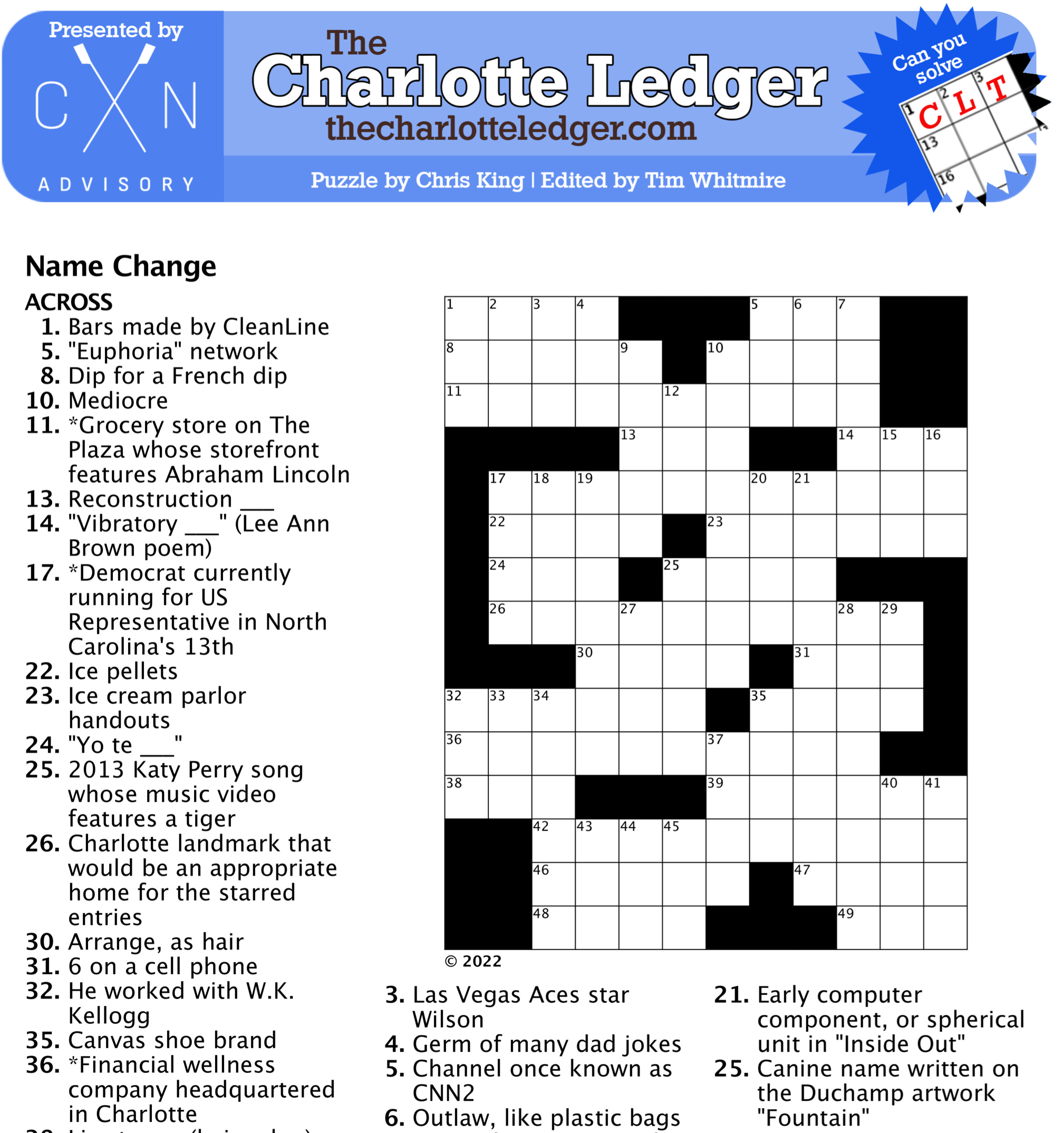 Charlotte Ledger Crosswords The Charlotte Ledger