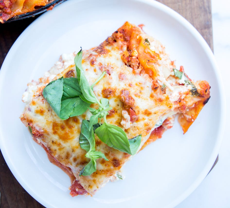 zucchini skillet lasagna by Caroline Chambers