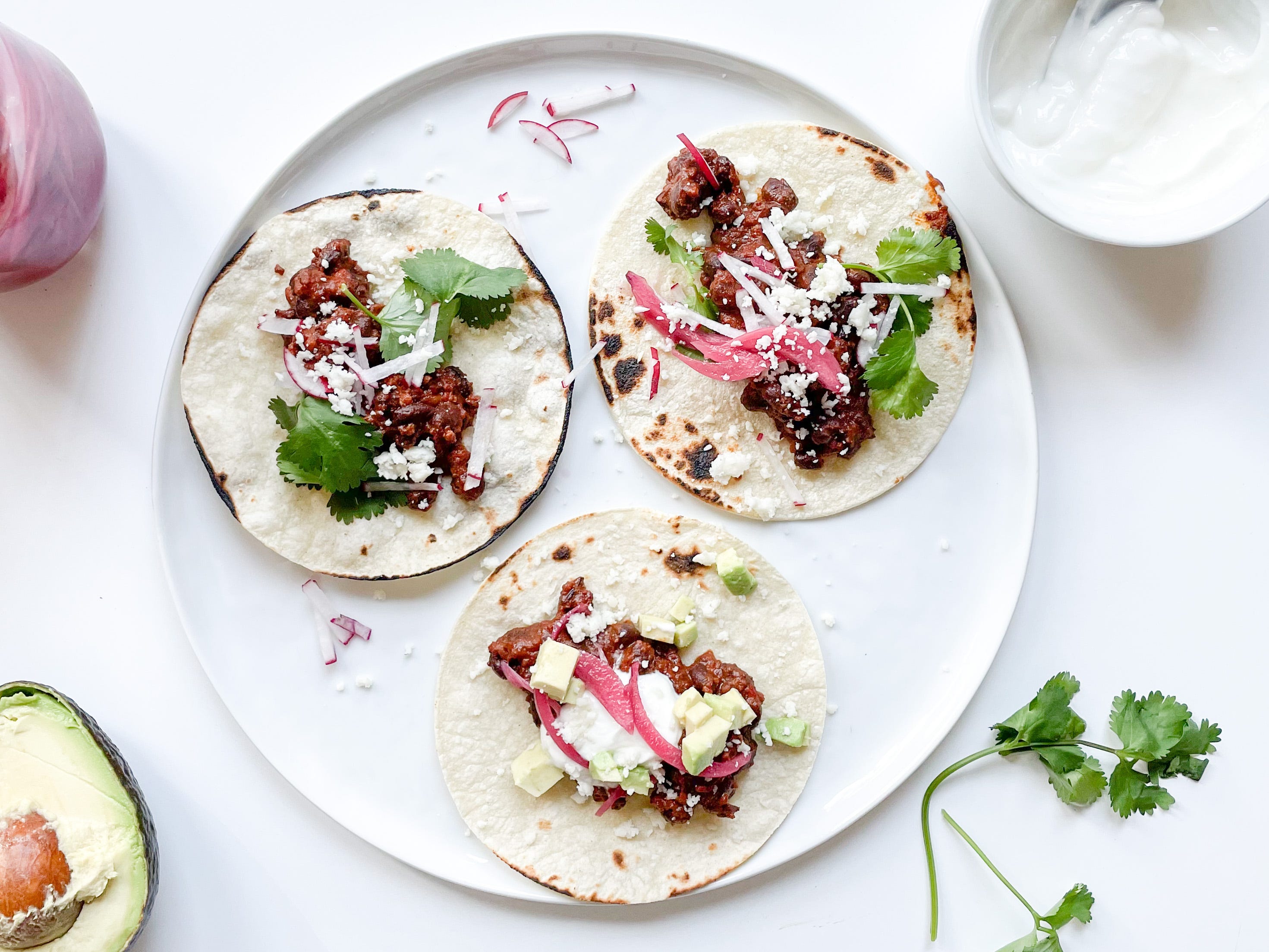 3ingredient chorizo street tacos by Caroline Chambers