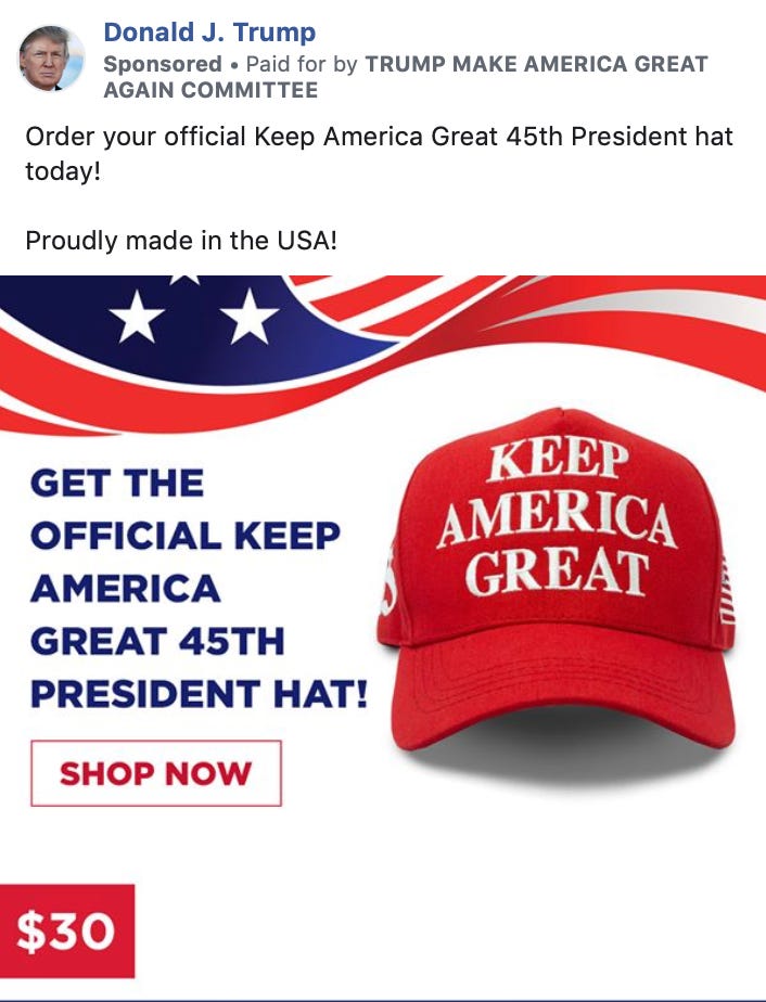 Trump hat ad best sale