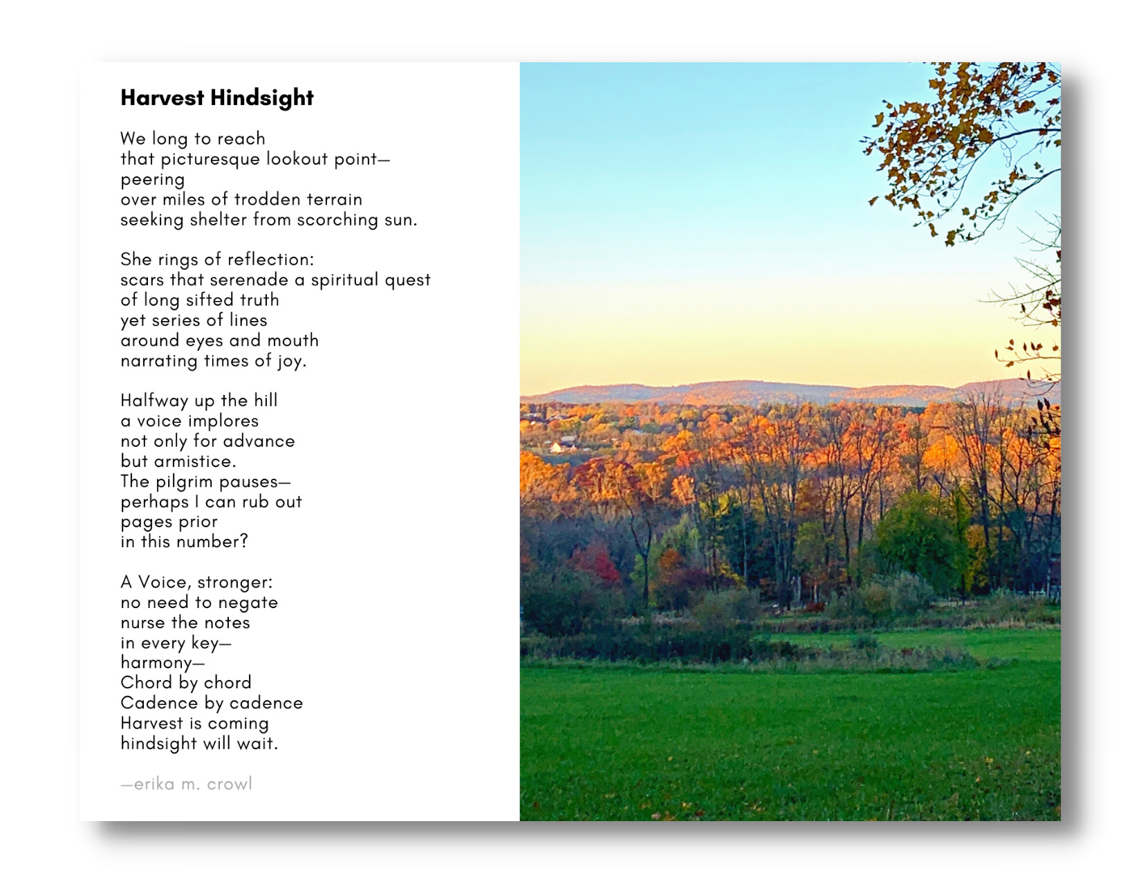 Harvest hindsight by erika crowl postcard poetry
