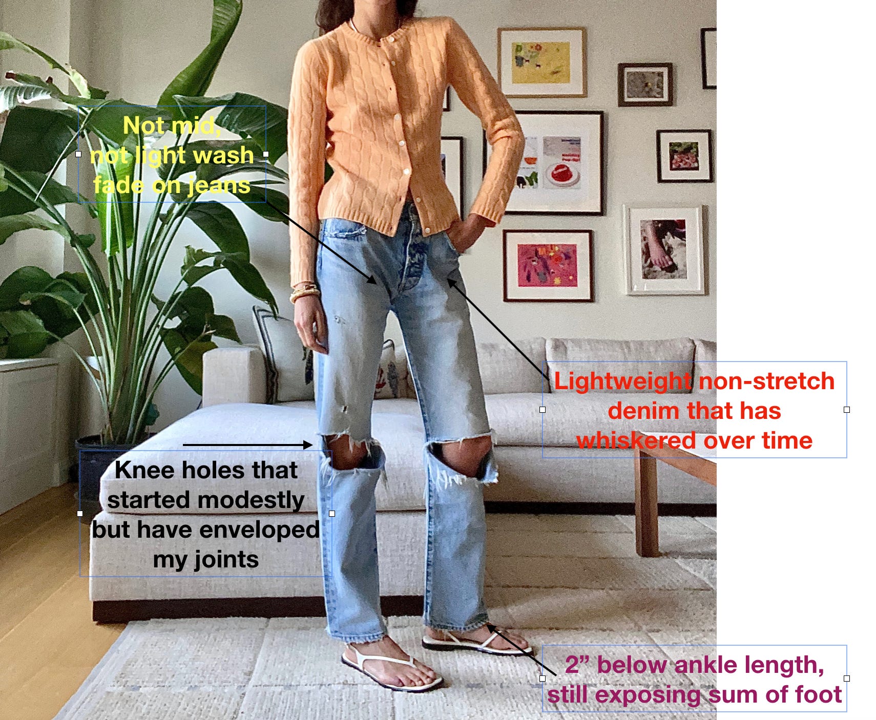 Jeans with holes below cheap the knee
